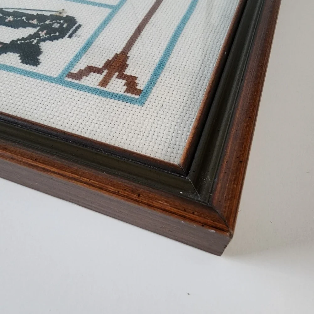 Nostalgic Designs Cross Stitch Framed Picture Cottage Cabin Sewing Machine Churn - Picture 7 of 16